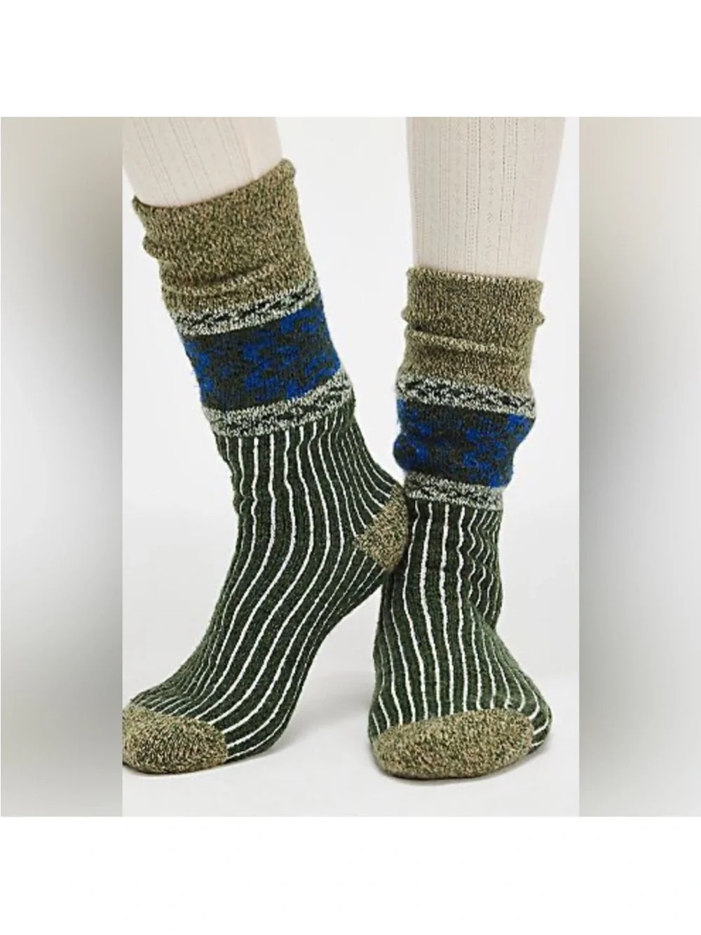 We The Free by Free People: Cabin Ribbon Socks I. forest. NWT